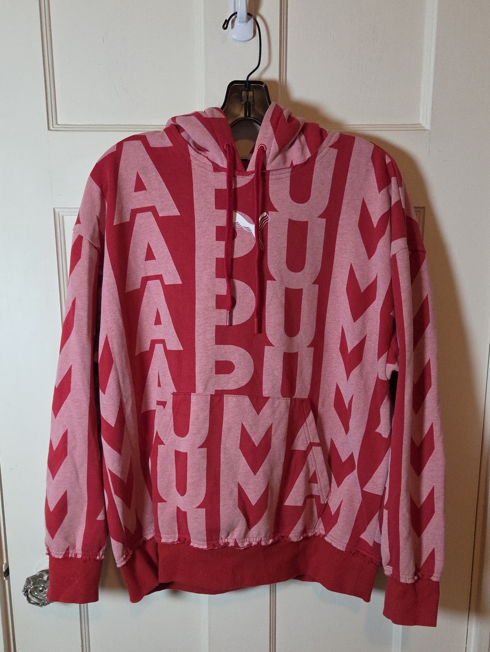 Puma Women's All-Over Logo Print Hoodie Relaxed Fit Sweatshirt Size Small